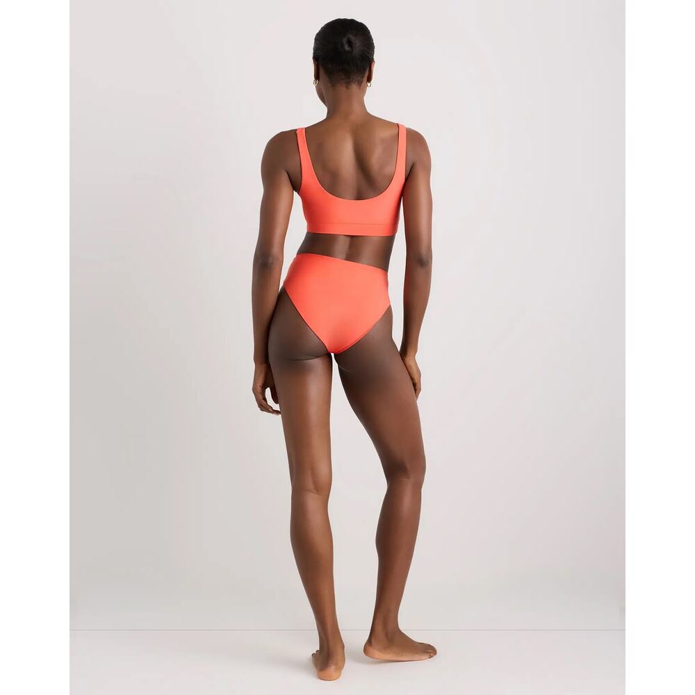 Quince Italian High-Rise High-Leg Bikini Bottom in Sunset Orange Size Large - Picture 5 of 9